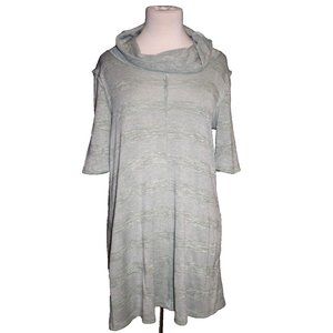Crescent Sweater Dress Woman's Size Small S Sage Green Cowl Neck 3/4 Sleeve